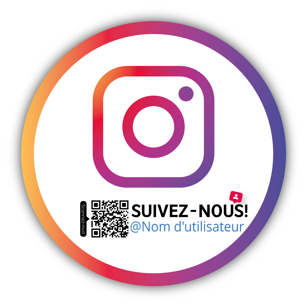 Suis-nous sur Instagram Sticker Icon Clean